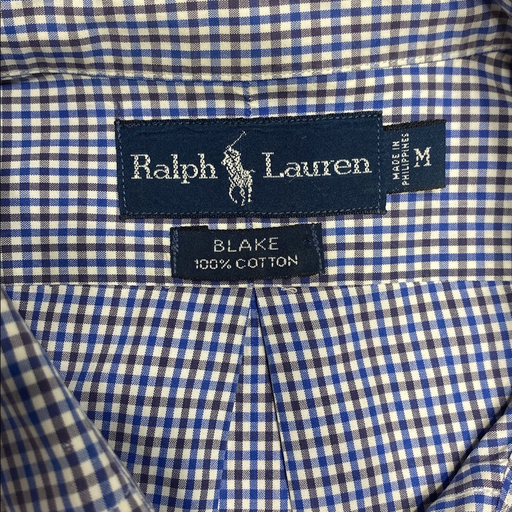 Ralph Lauren Mens Blake Button Down Brown and Blue Checkered 100% Cotton Size M - Picture 2 of 4
